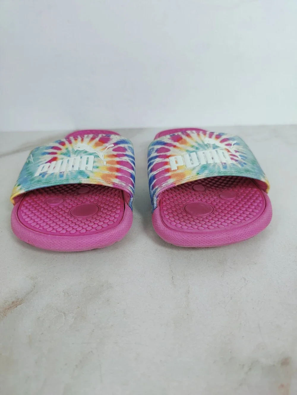Puma Kids' Cool Cat Rainbow Tie-Dye Slides Sandals, Sz 2